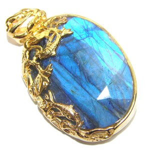 Blue Fire Labradorite Sterling Silver Pendant | Unique Handmade Gemstone Jewelry | Gift for Her