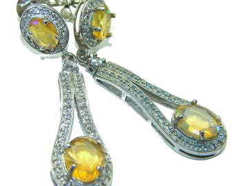 Yellow Sapphire Sterling Silver Earrings – Handmade Gemstone Gifts for Women 50+, Dangle Earring
