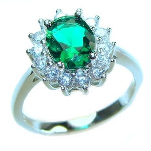 Chrome Diopside Ring 2.8ct 925 Sterling Silver Handmade size: 6 1/4 Green Gemstone Gift