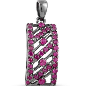 Handcrafted Ruby Pendant Red Rectangle 4.5ct 925 Sterling Silver Elegant Gift for Women