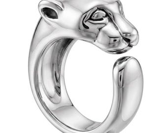 Cheetah Statement Ring in 925 Sterling Silver Handmade Animal Jewelry Size 7 Unique Silver Ring