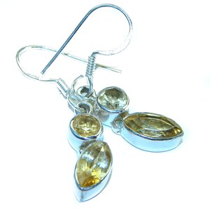 Bohemian Citrine Earrings 4.2ct - 925 Sterling Silver Handmade Gift for Her, November Birthstone Jewelry