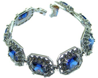 Bracelet cyanite bleu en argent sterling 925, bijoux faits main avec pierres précieuses, cadeau pour elle, conception unique