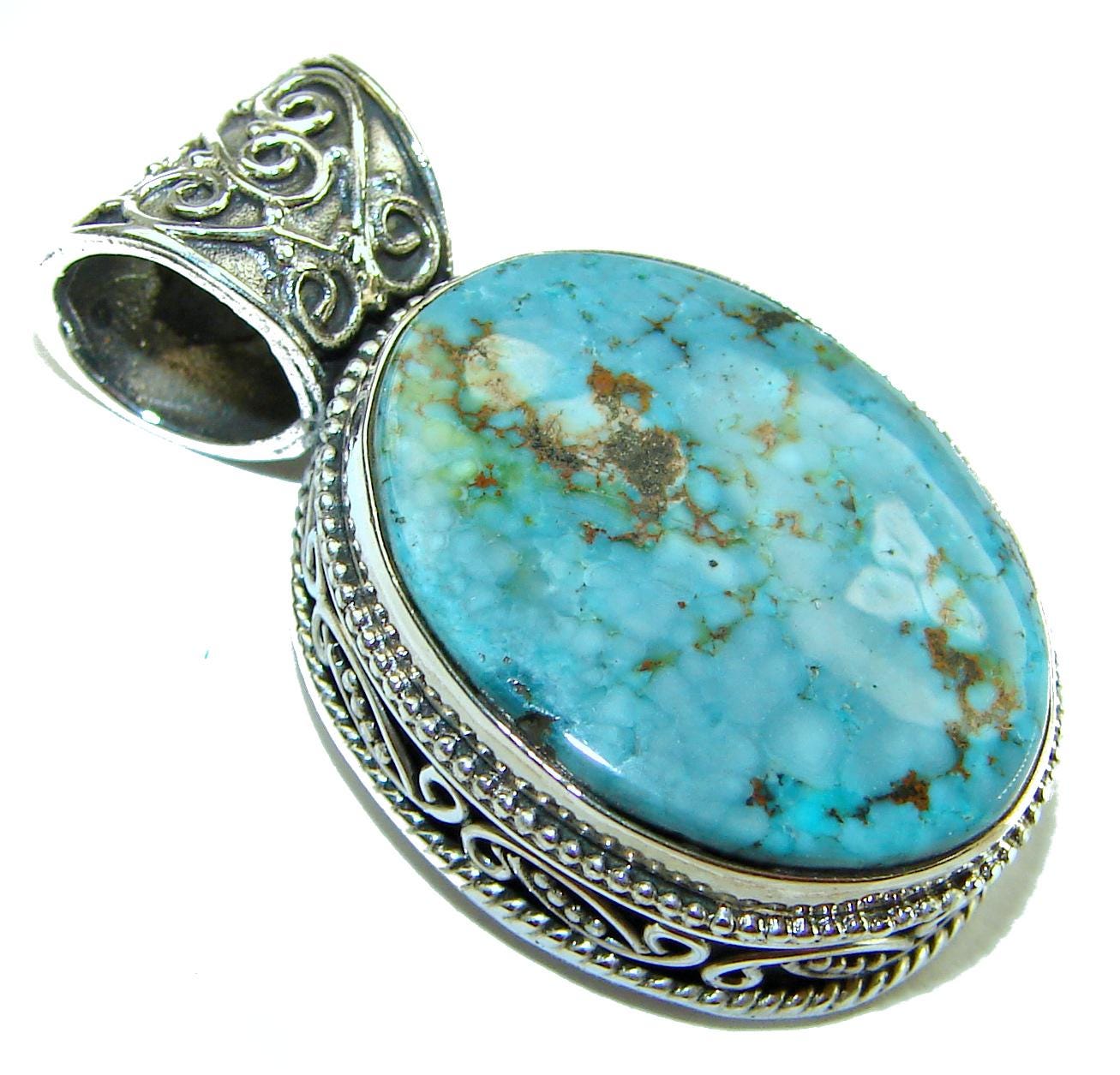 アリゾナターコイズペンダント、天然ブルージェムストーン、925