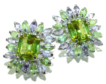 Incredible Beauty authentic Peridot    .925 Sterling Silver handcrafted  earrings
