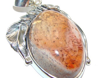 Unique Design Natural Mexican Fire Opal .925 Sterling Silver handmade Pendant