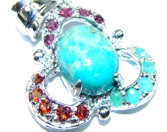 Spectacular  natural  Turquoise .925 Sterling Silver handmade pendant
