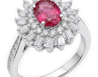 Ruby Sterling Silver Statement Ring Handcrafted Gemstone Jewelry Size 7 1/4 Elegant Gift for Her
