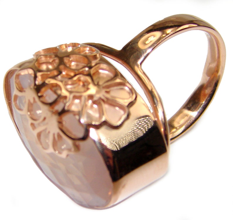 T- 1 2 inch dim L- 1 W 7 8 code 3-wrz-19-210 Rose Quartz Sterling Silver Ring Size 8-Adjustable weight 13.90g