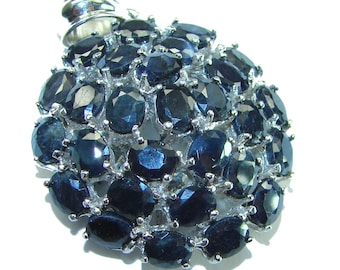 Blue Sapphire Pendant 925 Sterling Silver Handmade Gemstone Necklace Gift for Her Statement Jewelry
