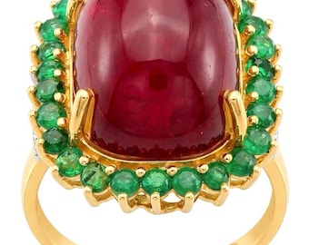 Ruby Statement Ring size 8 3/4 Gold Over Sterling Silver Genuine Mozambique Gemstone