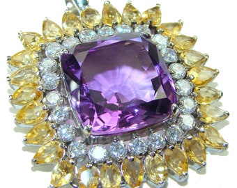 Vintage  Design  Amethyst  .925 Sterling Silver handcrafted Pendant & Brooch