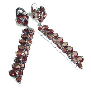Garnet Dangle Earrings – Australian Garnet Sterling Silver Handcrafted Red Stone Drop Earrings Gift