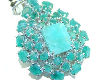 Emerald Pendant 925 Sterling Silver Pear Cut Green Gemstone Luxury Handcrafted Unique Jewelry