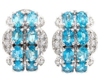 Angelina Swiss Blue Topaz Earrings 925 Sterling Silver Oval Gemstone Handcrafted Unique Jewelry Gift