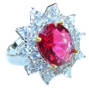 Ruby Cocktail Ring in 925 Sterling Silver size 7.25 Handmade Oval 9.3ct for Women Unique Statement Gift