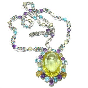 Lemon Quartz Sterling Silver Handmade Necklace - Elegant Yellow Gemstone Statement Boho Luxe Jewelry