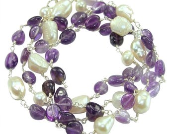 Collar de amatista de plata de ley 925, joyería artesanal con piedra preciosa, colgante morado, regalo para mujer.