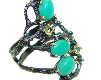 Good Energy Chrysoprase 14K Gold over .925  Sterling Silver Ring size: 8