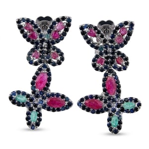 Ruby Statement Earrings Pear Cut 28ct Sterling Silver Handcrafted Red Gemstone Jewelry Elegant Gift