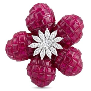 Scarlett Ruby Statement Ring Size 7.25 Sterling Silver Rhodium Plated Mozambique Red Gemstone Jewelry Gift