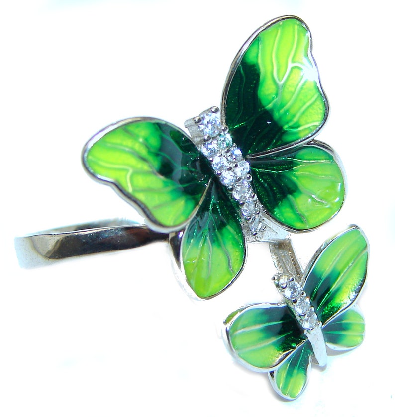 code 19-paz-20-82 dim L white Crystal Sterling Silver Ring T Size 7 1 2 3 16 inch 1 7 8 Enamel weight 5.20g W