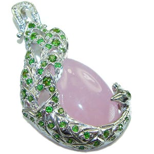 Rose Quartz Pendant, Vintage Beauty, Sterling Silver, Handcrafted, Elegant Pink Gemstone Necklace Gift