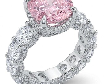 Kunzite Cocktail Ring Pink Sterling Silver Handmade Unique Jewelry size 8 1 4 Gift for Her