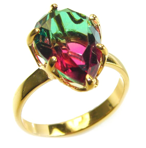 Anello Fatto A Mano Con Tormalina E Anguria: Anello Importante In - Foto 5