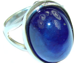 Blue Beauty  12.5 carat  authentic Sapphire .925 Sterling Silver Ring size 8