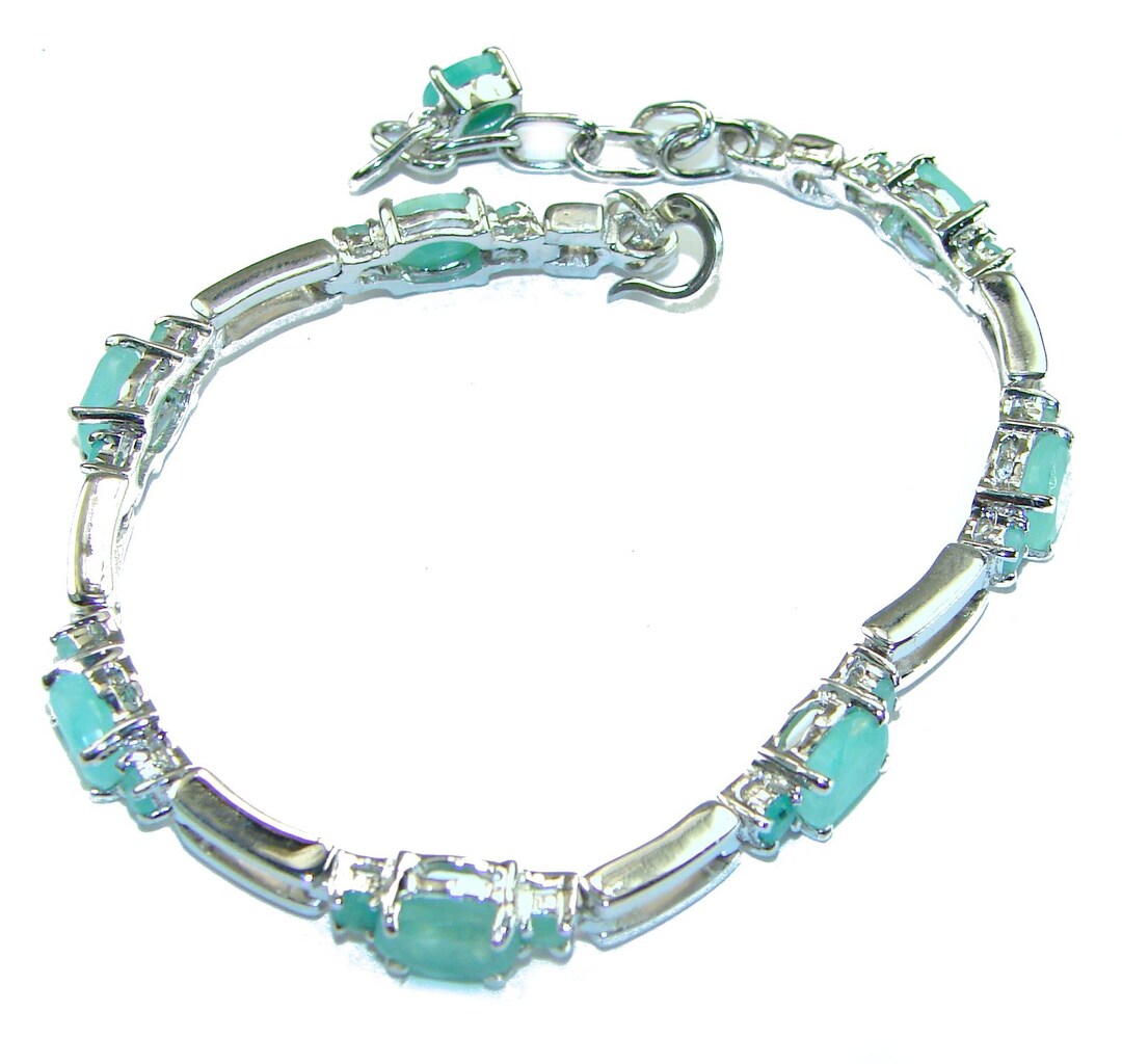 コロンビア産エメラルドブレスレット、17.5カラット、925スターリング
