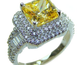 Gelber Saphir Ring Größe 7 Oval Cut 925 Sterling Silber Handgefertigte Elegante Edelstein Schmuck Geschenk
