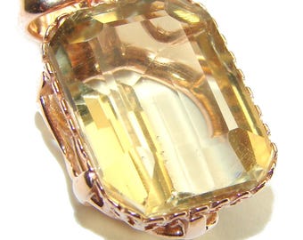 Ciondolo Luna In Argento 925 Placcato Con Quarzo Giallo – Fatto A Mano – Regalo