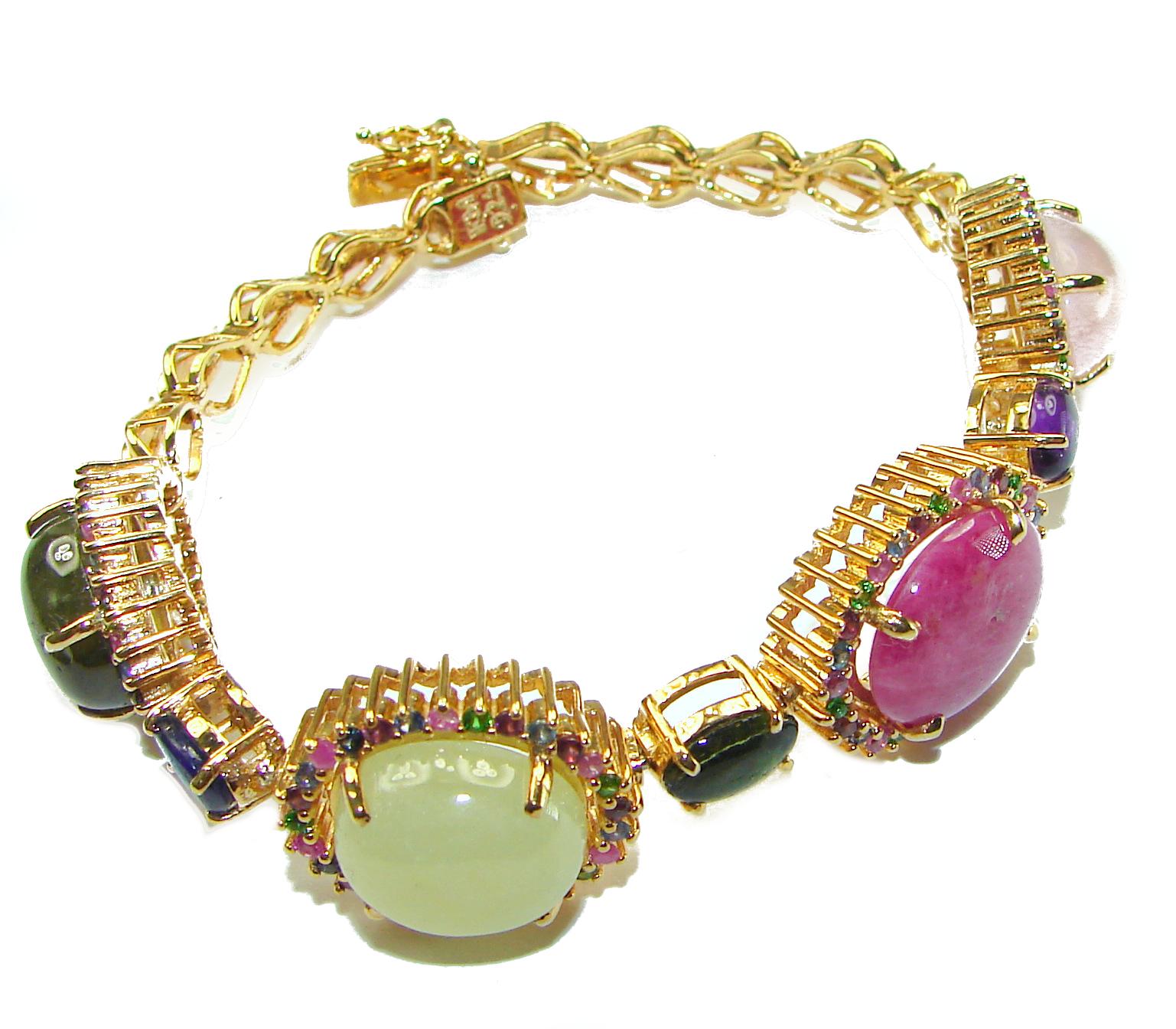 ウォーターメロントルマリンブレスレット - スターリングシルバー18K