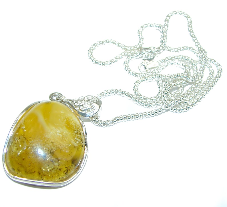 code 3-lut-20-116 Amber Sterling Silver Necklace weight 11.80g dim 1 3 4 inch