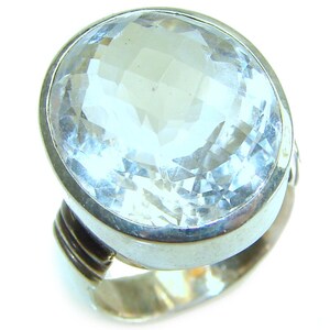 Pierścionek z białym topazem, rozmiar: 7, 10,5 ct, srebro próby 925, ręcznie robiony, lśniący prezent dla niej