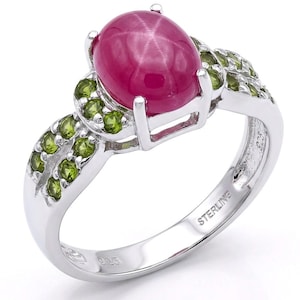 Scarlett Ruby Statement Ring 925 Sterling Silver Handcrafted Unique Gift size 5
