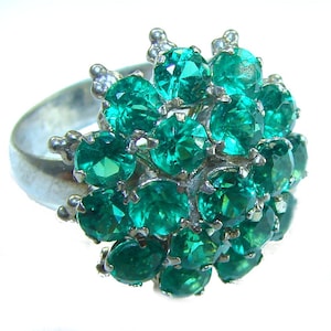Chrome Diopside Sterling Silver Ring Handcrafted Unique Design size: 7.25 Green Gemstone Gift for Her