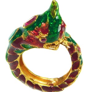 Rubin drake ring, 18K guld över sterlingsilver, handgjorda smycken iögonfallande stil, storlek: 8.25, unik gåva med kraft