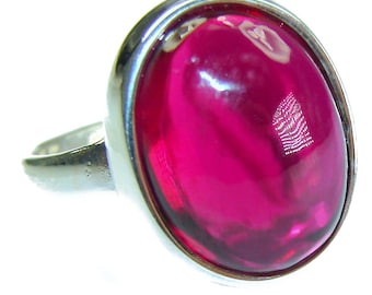 Natural Ruby Ring size 7.5 in 925 Sterling Silver Oval Gemstone Handmade Elegant Statement Jewelry Gift