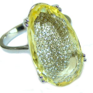 Citrine Statement Ring size: 6 | 925 Sterling Silver Yellow Gemstone | Handmade Gift for Women