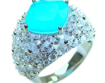 Emerald Statement Ring size 7 1 4 Vintage Style Sterling Silver Green Gemstone Elegant Gift Jewelry