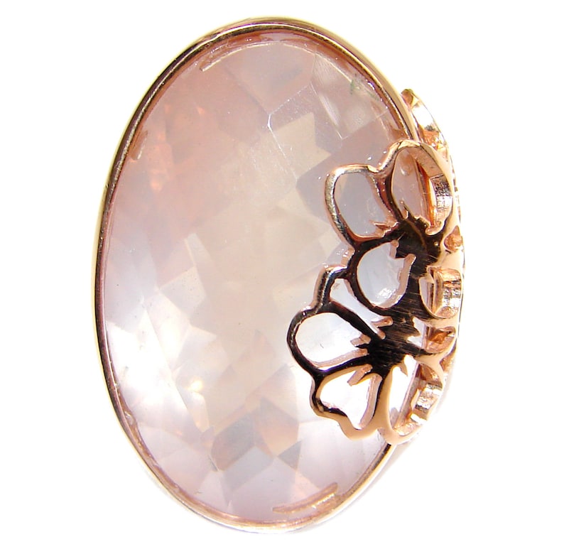 T- 1 2 inch dim L- 1 W 7 8 code 3-wrz-19-210 Rose Quartz Sterling Silver Ring Size 8-Adjustable weight 13.90g