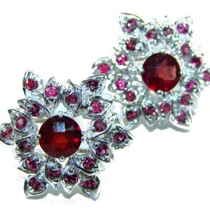 Authentic 8.5ct Garnet Earrings Sterling Silver, Pear Cut Dangle Handmade Gemstone Jewelry Gift