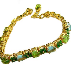 Peridot Sterling Silver Bracelet Handmade Green Gemstone Statement Jewelry Gift Her