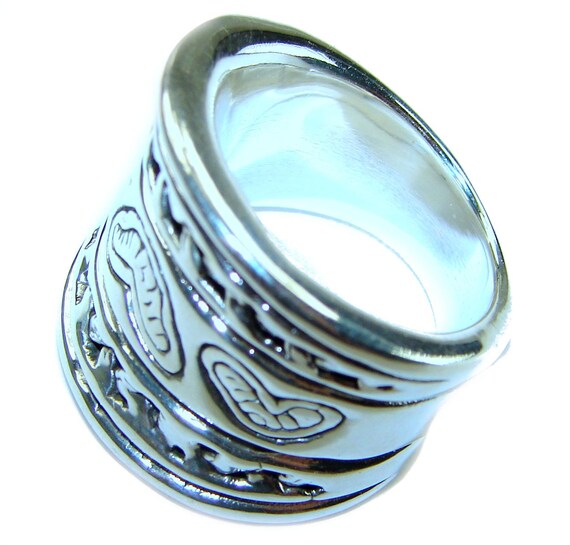 Sterling Silver Bali Carved Om Ring - Sizes 5-10, Rhodium Plated, Includes Black Leather Gift Box - View #9