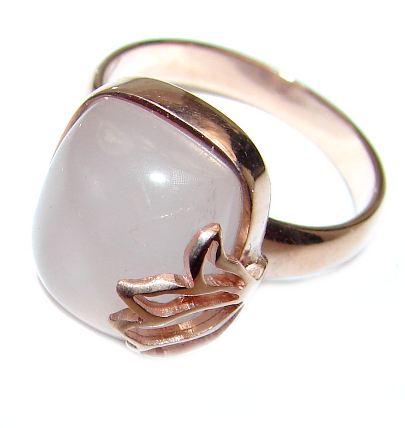 3 8 W Rose Quartz Sterling Silver Ring weight 7.00g code 18-maj-20-18 T- 3 8 inch dim L- 5 8 Size 8