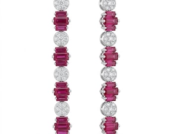 Ruby Sterling Silver Earrings Handmade 2 7ct Art Deco Red Gemstone Gift for Her Unique Jewelry
