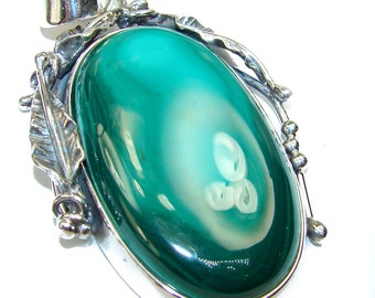 Authentic  best quality Malachite    .925  Sterling Silver handmade Pendant