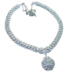 Collier en argent sterling 925 avec saphir blanc, bijoux artisanaux de luxe en pierres précieuses de 47,9 carats pour femmes élégantes